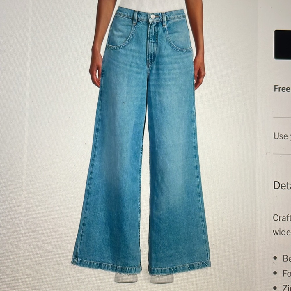 SALE TODAY!! ZARA high rise wide leg “skater” off white jeans size 8 - Picture 10 of 11